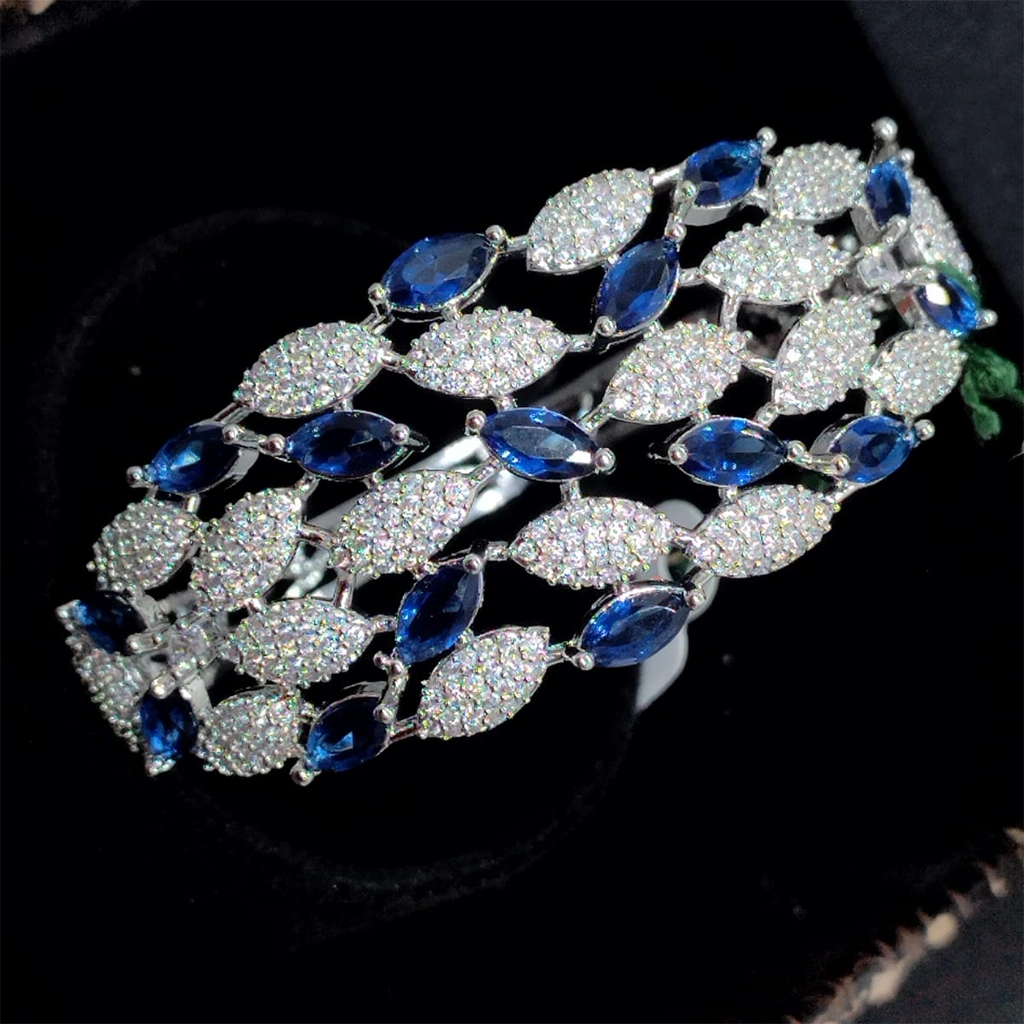 Artificial Sapphire Blue Stone Multi-Layer Bracelet – Premium Finish - Image 2