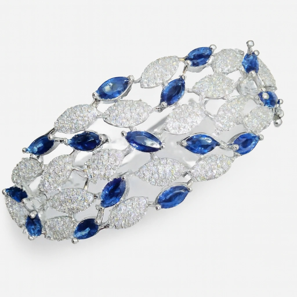 Artificial Sapphire Blue Stone Multi-Layer Bracelet – Premium Finish