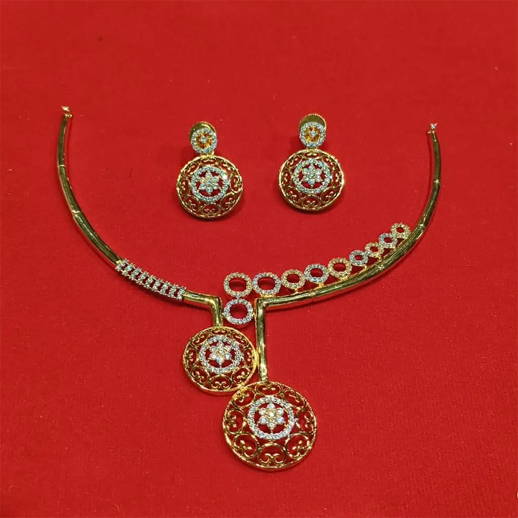 Elegant Gold-Finish Designer Necklace Set for Weddings & Festive Wear - Image 2