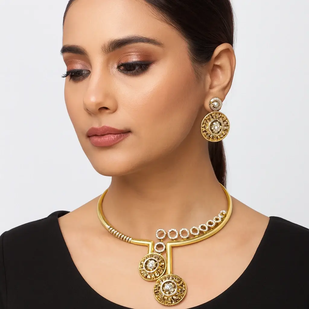 Elegant Gold-Finish Designer Necklace Set for Weddings & Festive Wear - Image 3