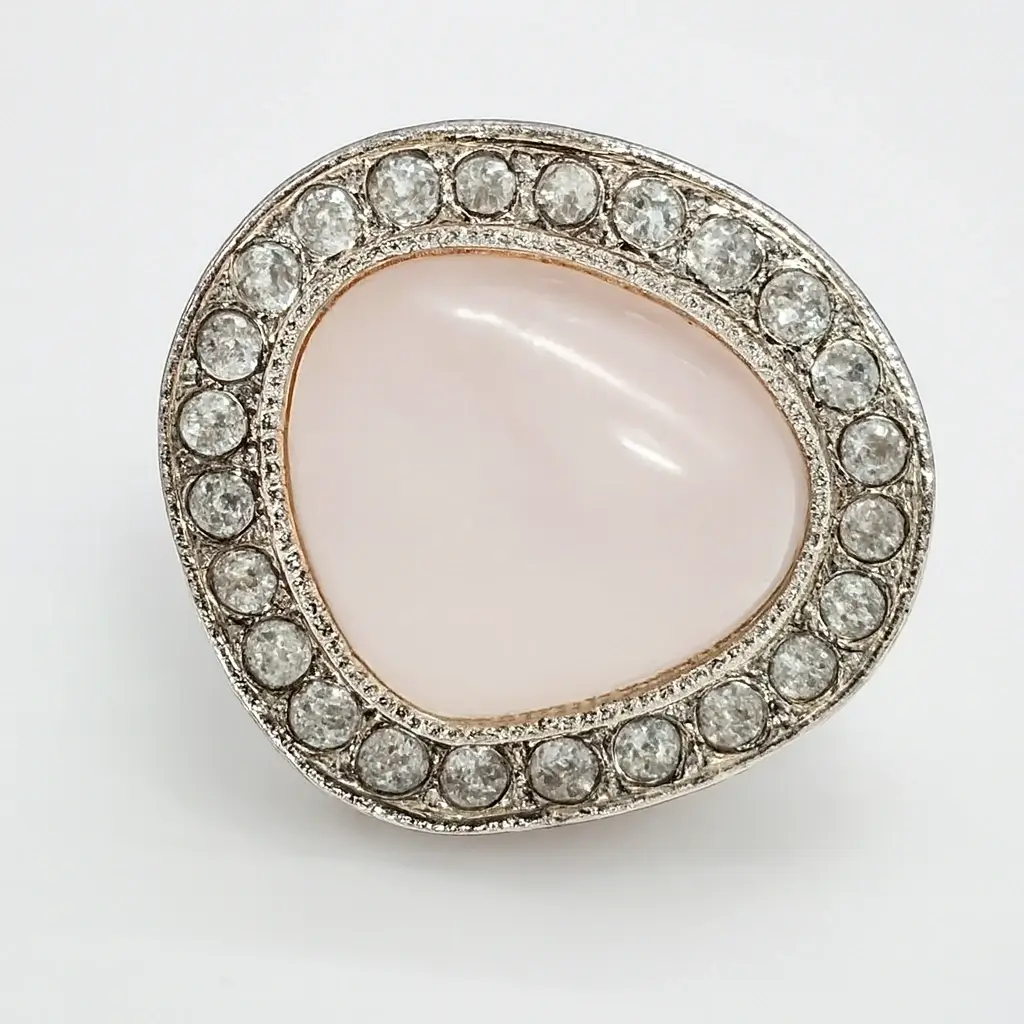 Elegant Ivory Stone Halo CZ Finger Ring – Classic Party Wear