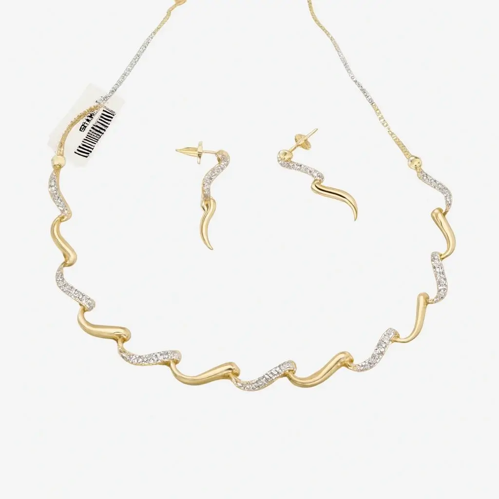 Modern Gold-Tone Necklace Set with Sparkling Stone Work