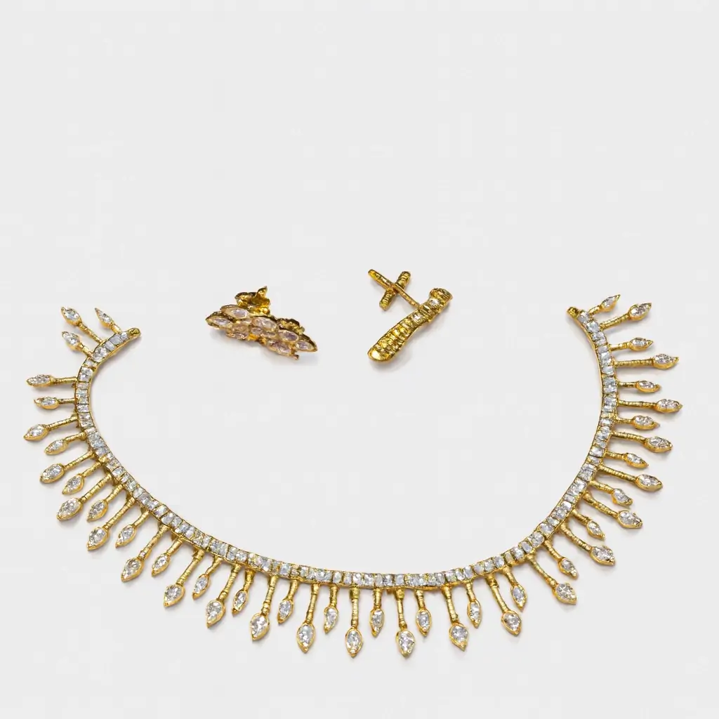 Modern Wedding Necklace Set with Sparkling Diamond-Look Stones