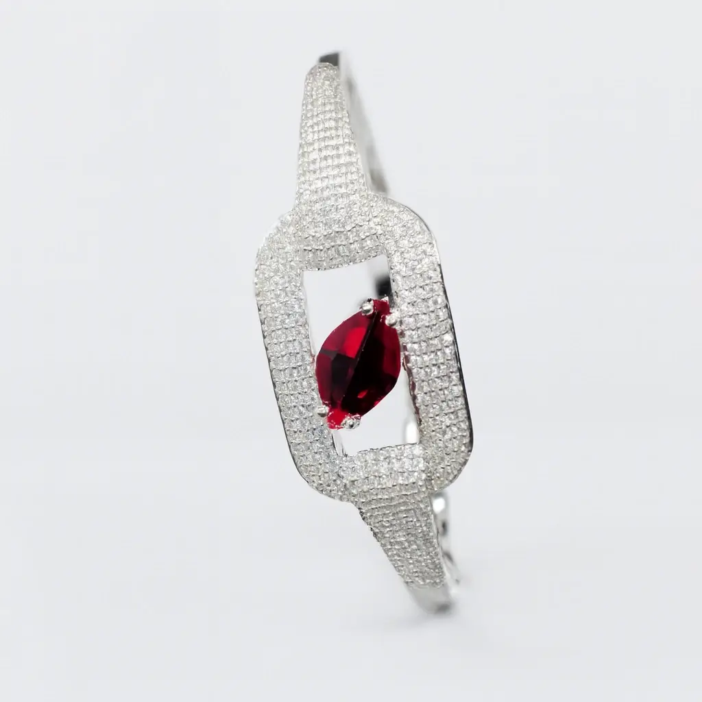 Premium Artificial Bracelet with Ruby Center Stone & CZ Work