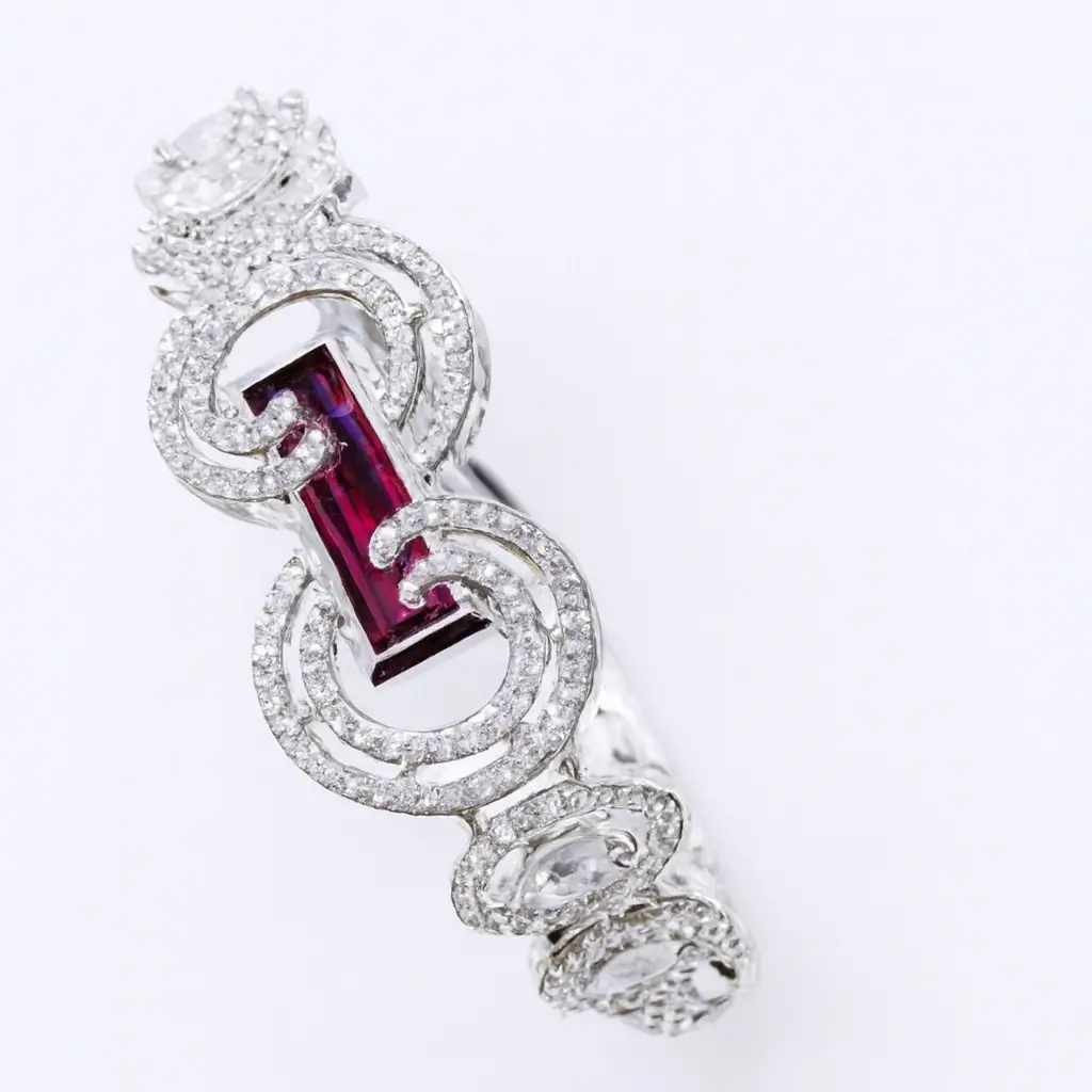 Premium Artificial Bracelet with Ruby Center Stone & Cubic Zirconia