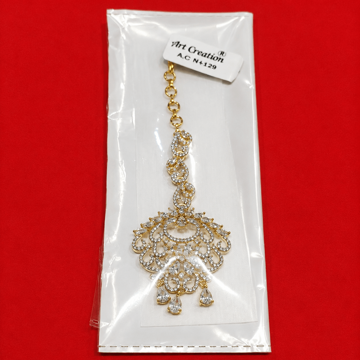 Elegant Gold Plated Kundan Maang Tikka for Women