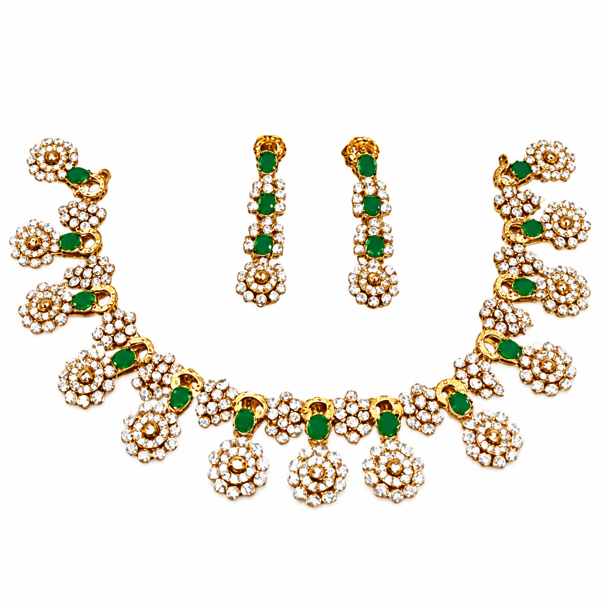 Gold Plated Traditional Artificial Jewellery with Earrings