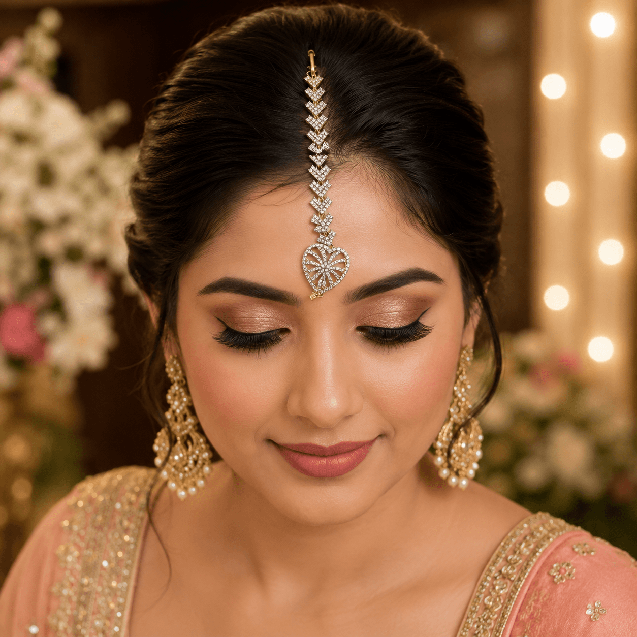 Heart Shine Gold Plated Maang Tikka for Women - Image 3