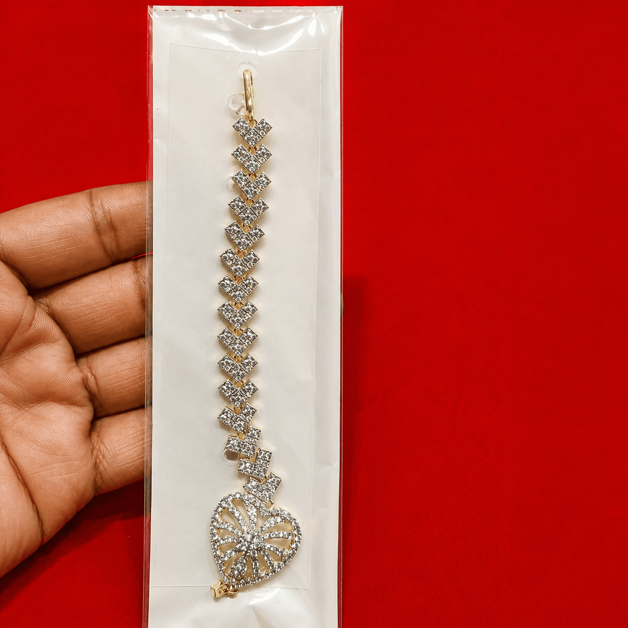 Heart Shine Gold Plated Maang Tikka for Women