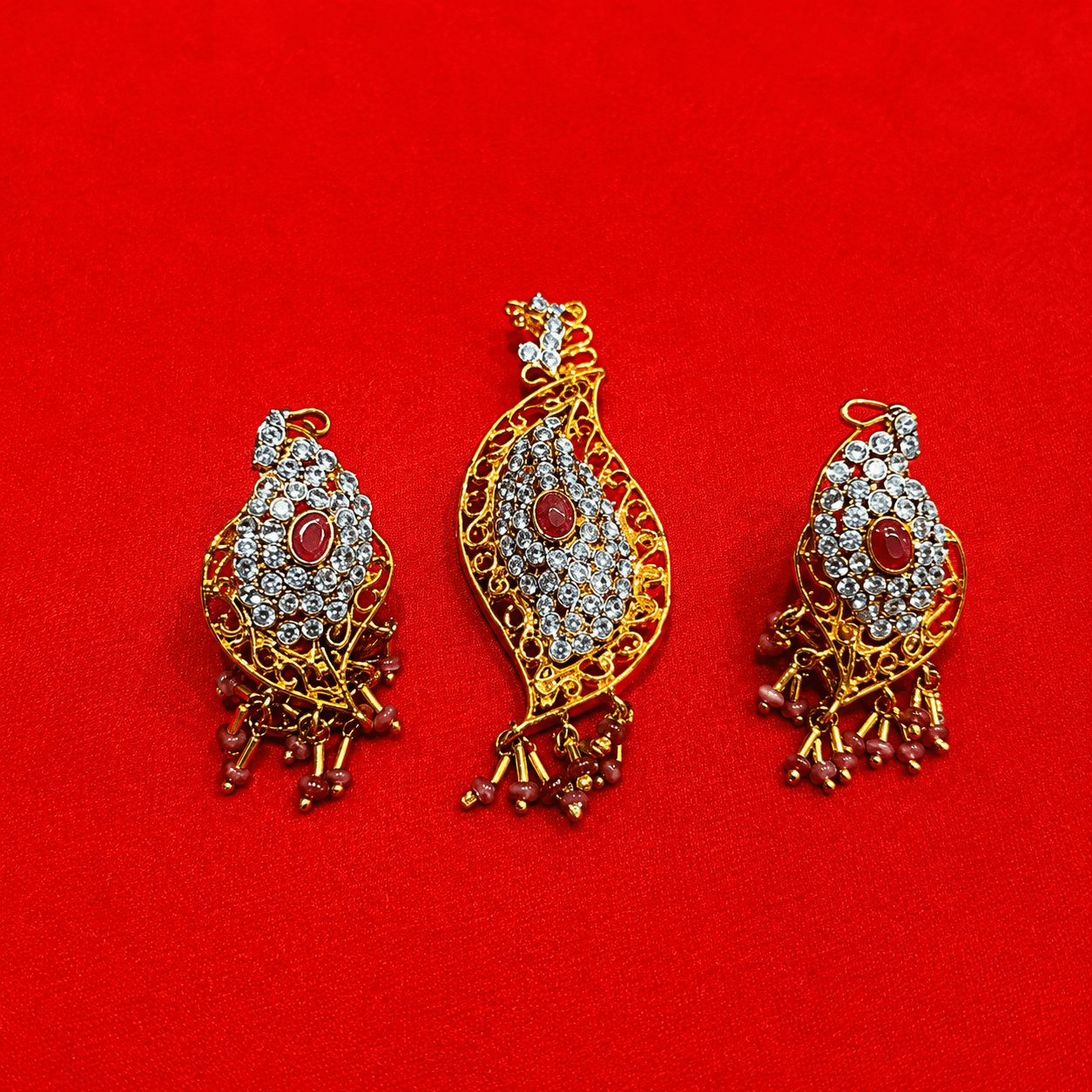 Royal Ruby Stone Traditional Jewelry Set for Women
