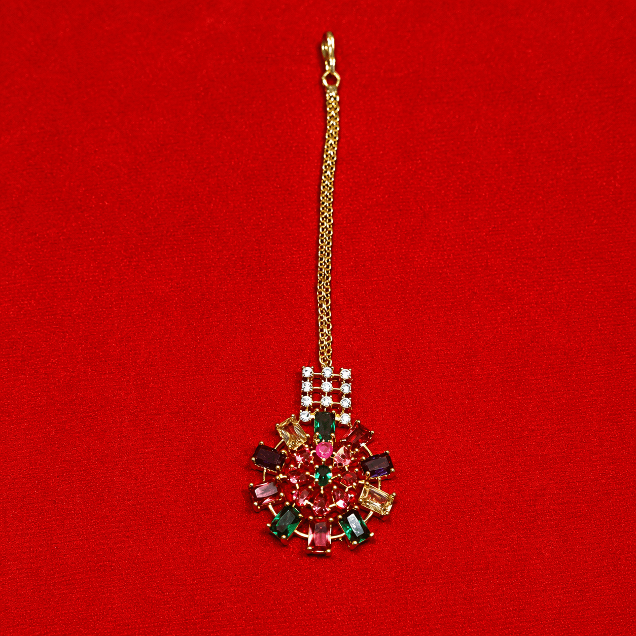 Traditional Multicolor Stone Maang Tikka for Women