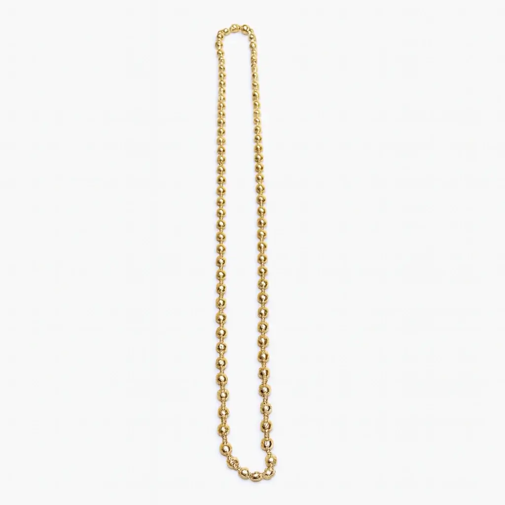 Gold-Tone Diamond Cut Beaded Mala Chain | Traditional Long Necklace for Daily Wear