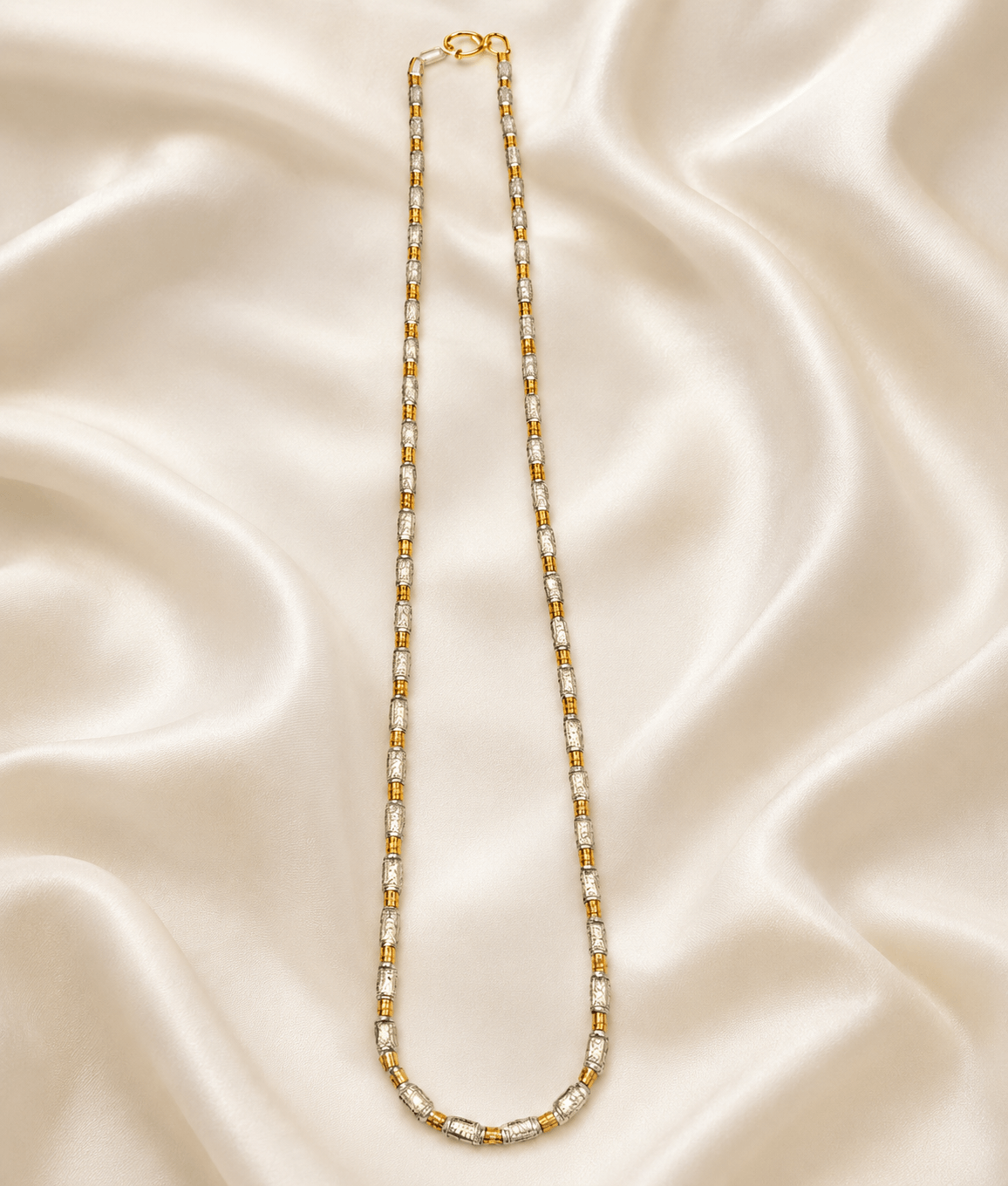 Two Tone Gold & Silver Beaded Necklace for Women - Image 2