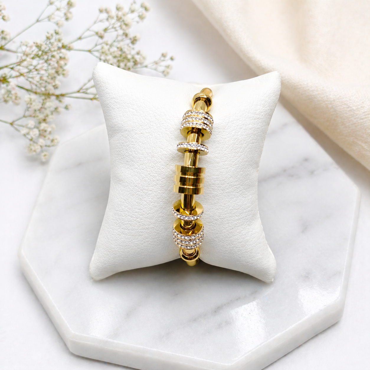 Luxury Gold-Plated Crystal Charm Bracelet for Women – Premium Designer Fashion Jewelry | Risha Fine Jewels - Image 2