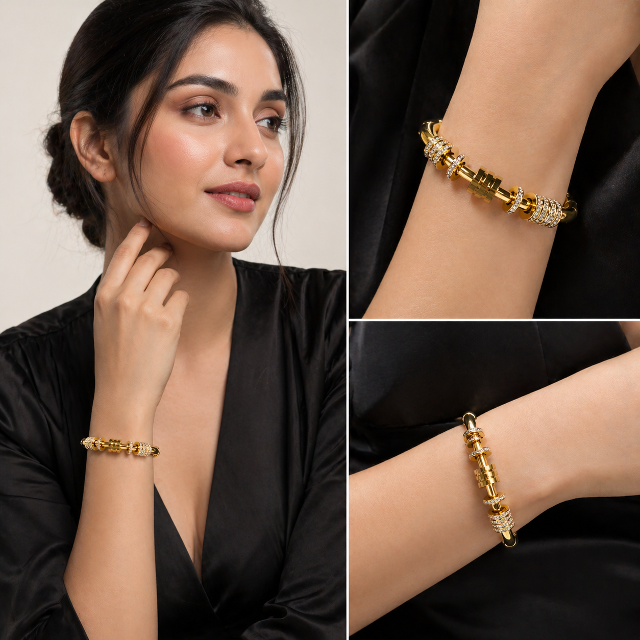 Luxury Gold-Plated Crystal Charm Bracelet for Women – Premium Designer Fashion Jewelry | Risha Fine Jewels - Image 3