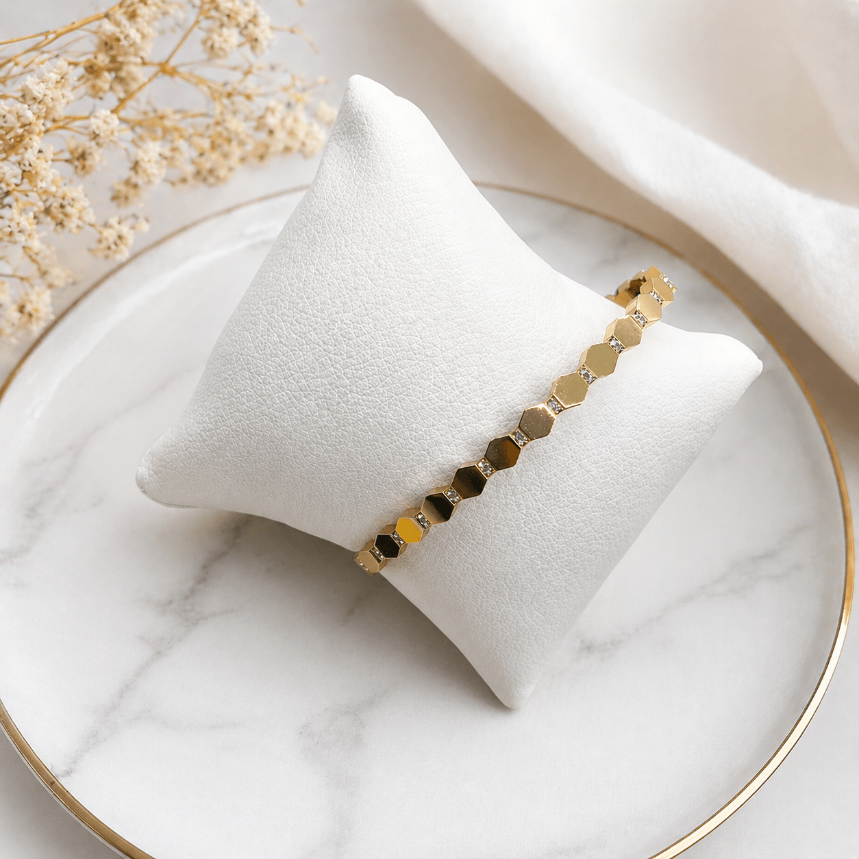 Elegant Gold Hexa-Link Bracelet for Women | Stylish Minimalist Party & Daily Wear Bracelet - Image 2