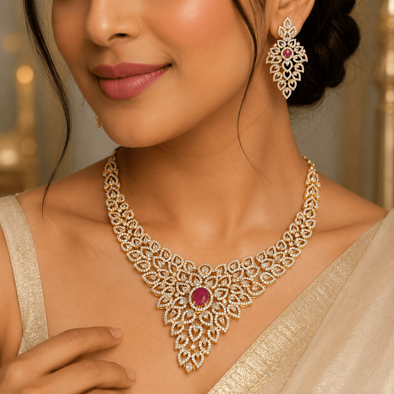 Elegant Kundan Style Traditional Jewelry Set for Women - Image 3