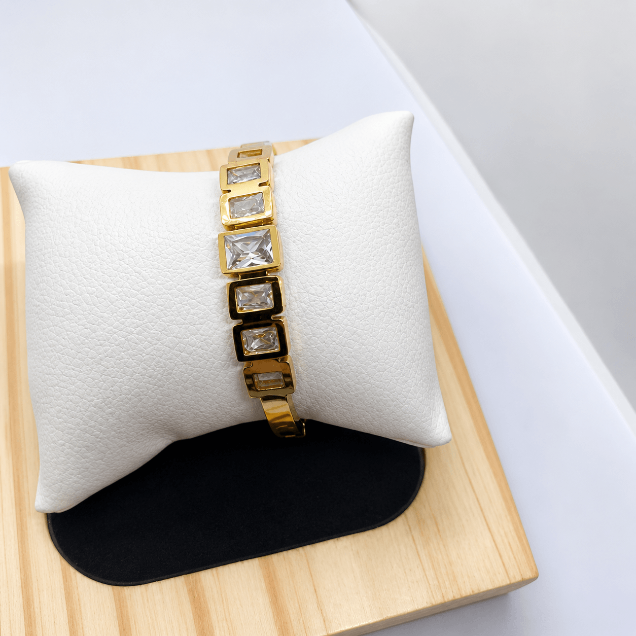 Geometric Crystal Bracelet for Women | Elegant Square Link Statement Bracelet | Premium Artificial Jewelry