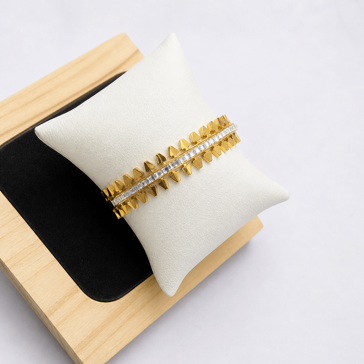 Geometric Crystal Cuff Bracelet – Modern Statement Design