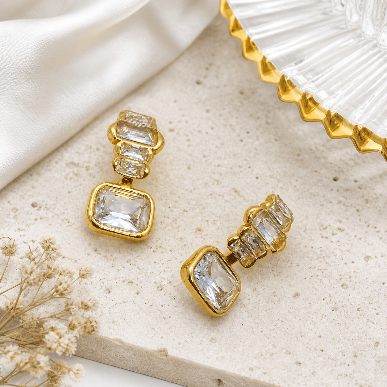 Geometric Crystal Drop Earrings – Luxury Statement Dangle Earrings for Women - Image 2