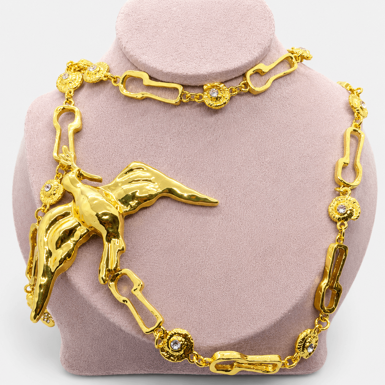 Gold Angel Wing Statement Necklace for Women