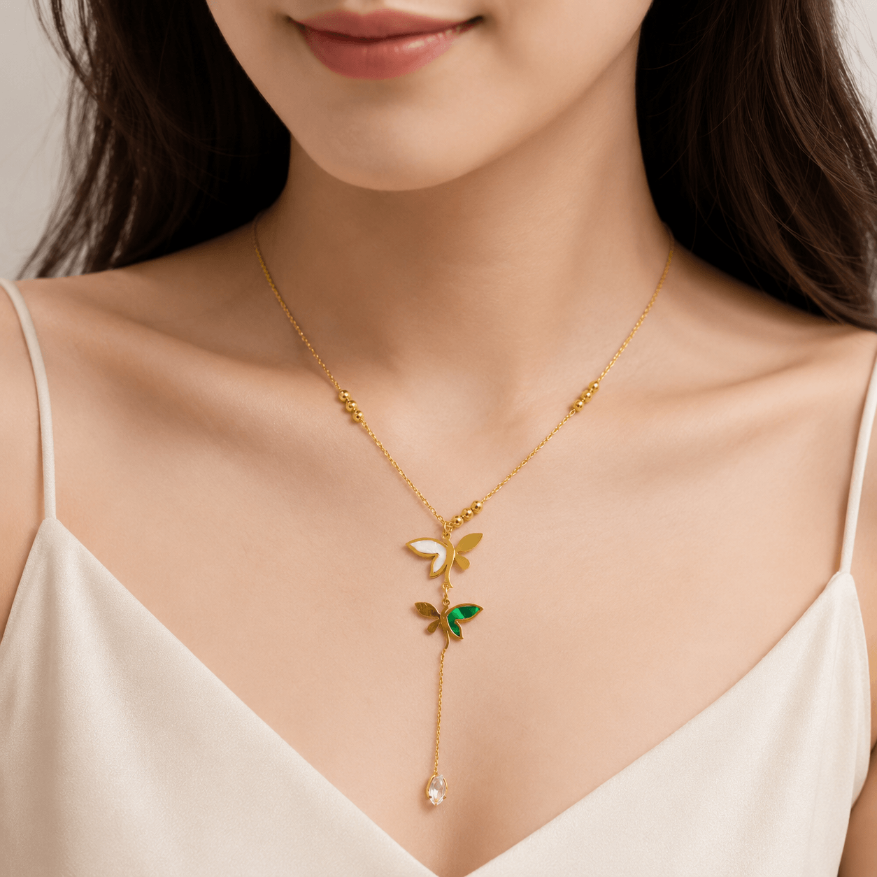 Gold-Plated Butterfly Drop Necklace for Women - Image 3