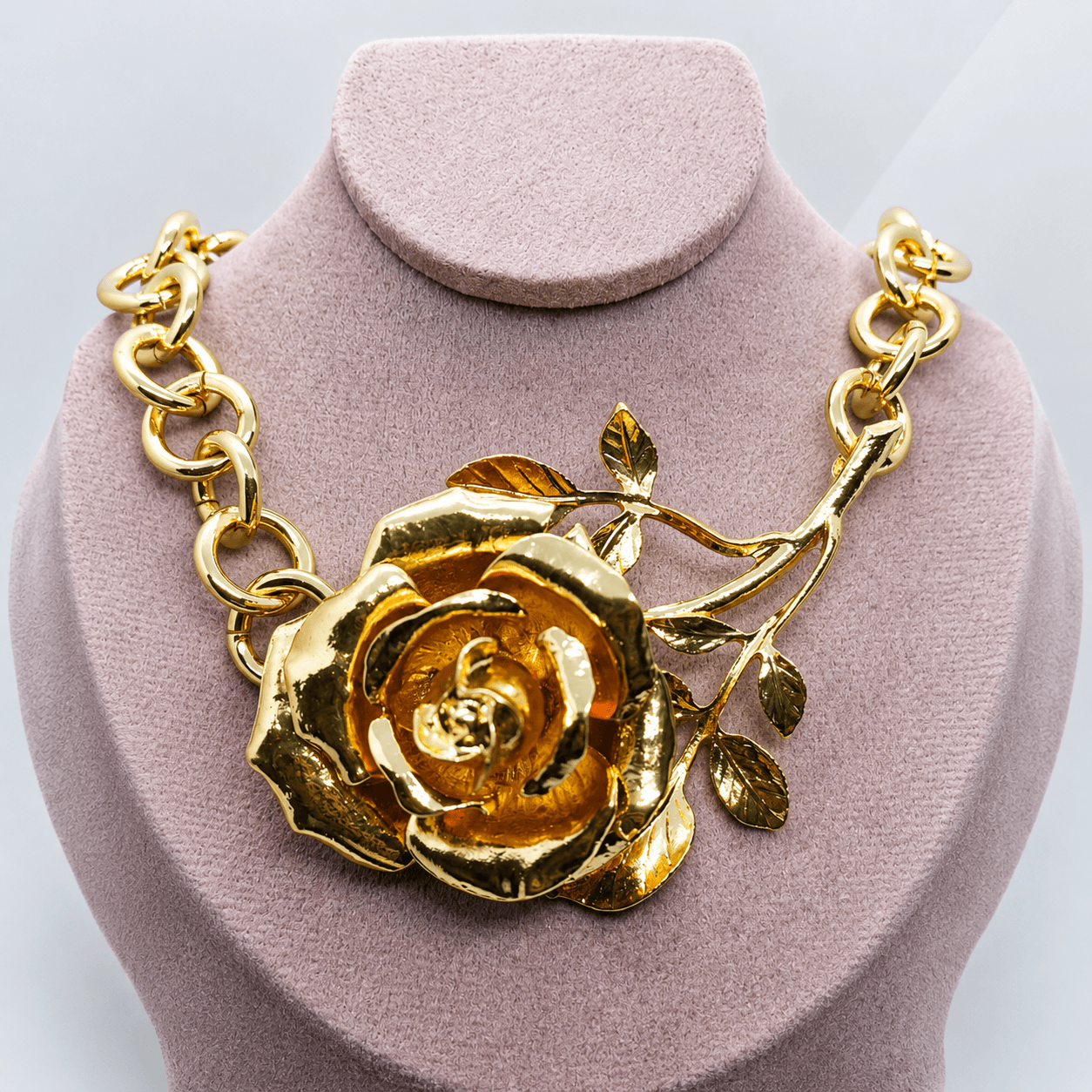 Gold Rose Statement Necklace for Women
