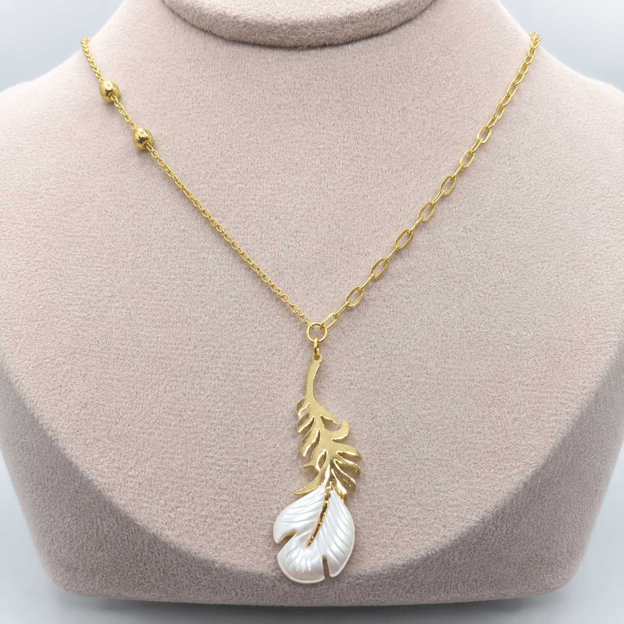 Gold-Tone Leaf Pendant Necklace for Women