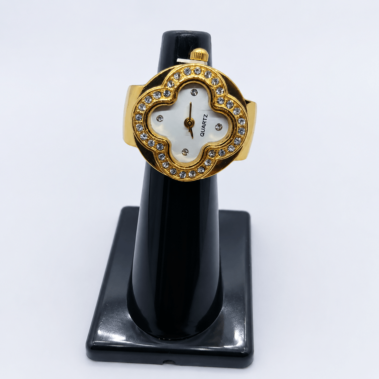 Gold-Tone Quartz Ring Watch for Women