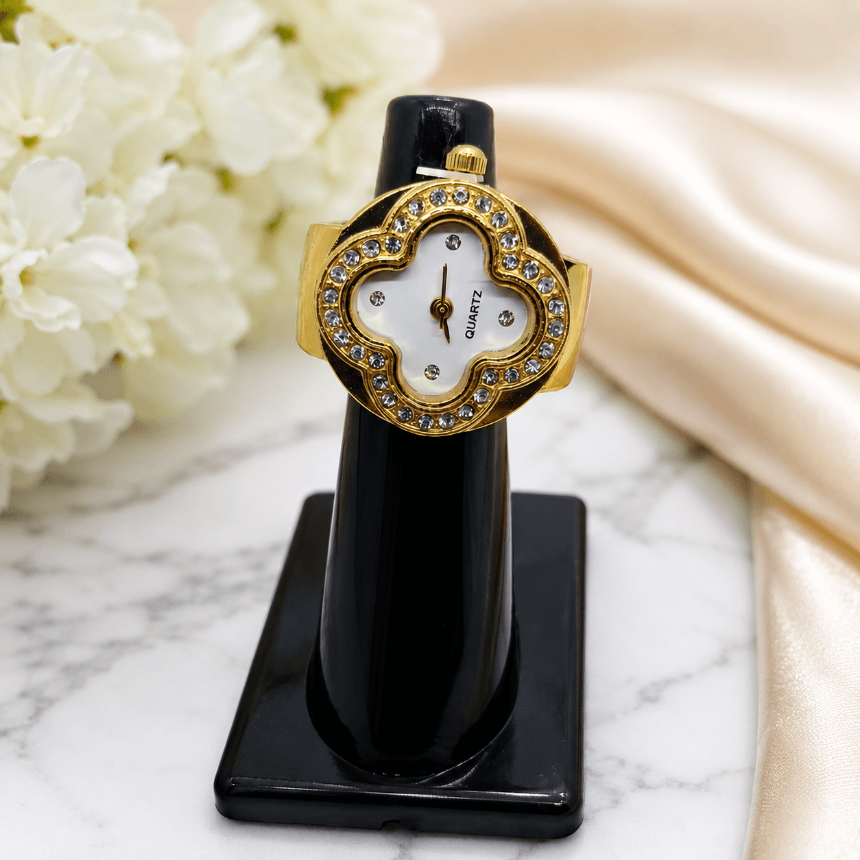 Gold-Tone Quartz Ring Watch for Women - Image 2
