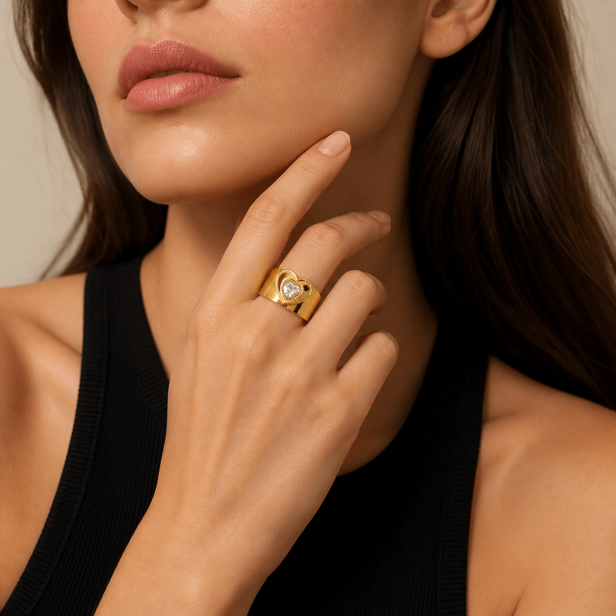 Heart Crystal Ring for Women | Elegant Statement Love Ring | Adjustable Fashion Jewelry - Image 3