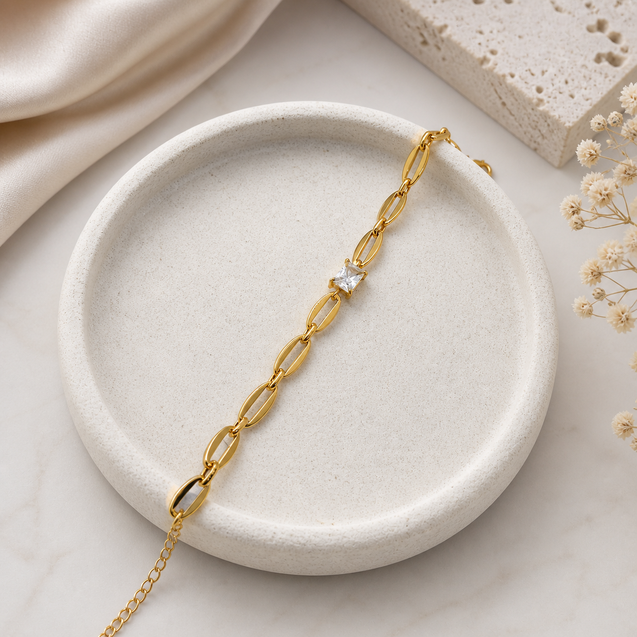 Luxury Gold-Plated Crystal Link Bracelet for Girls & Women - Image 2