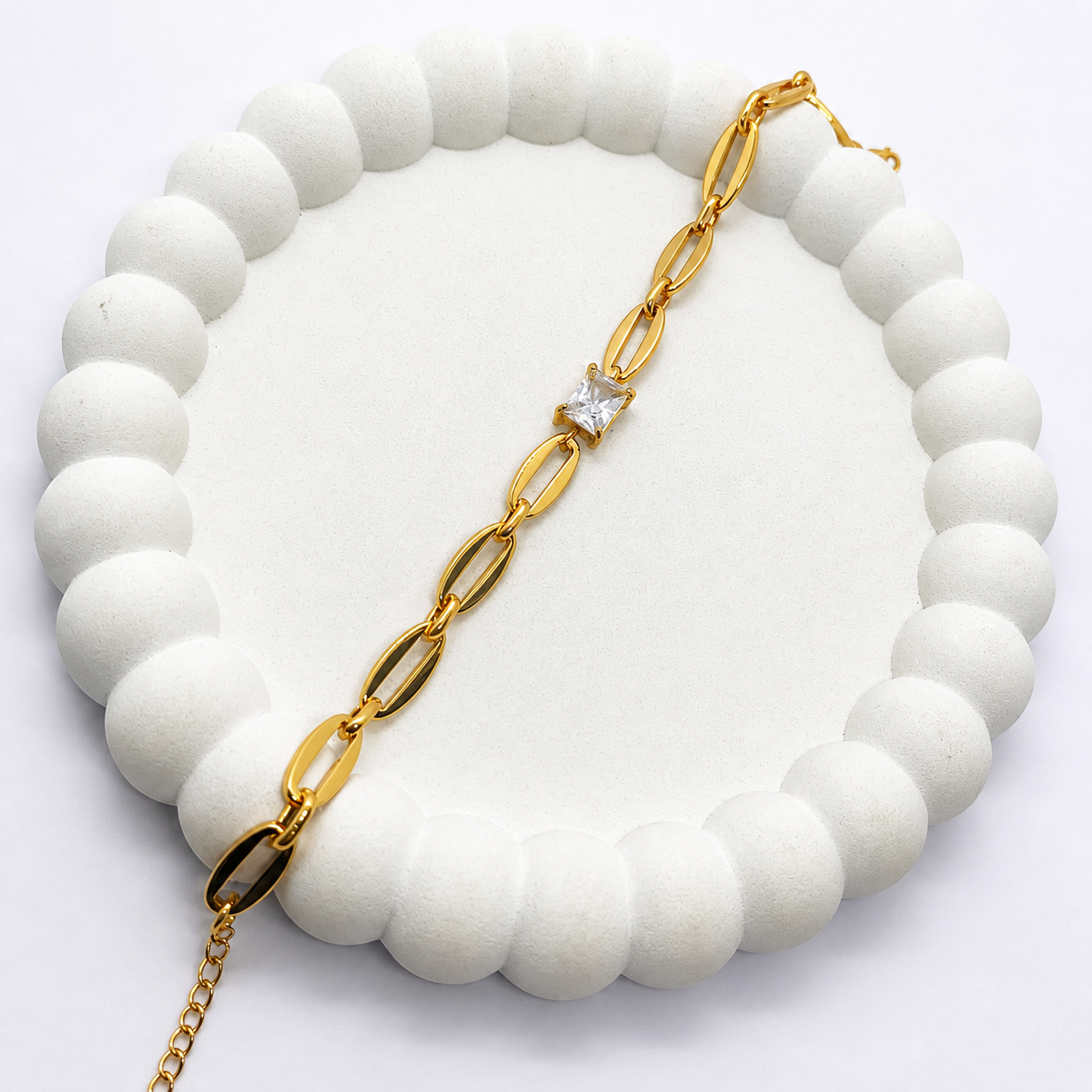 Luxury Gold-Plated Crystal Link Bracelet for Girls & Women