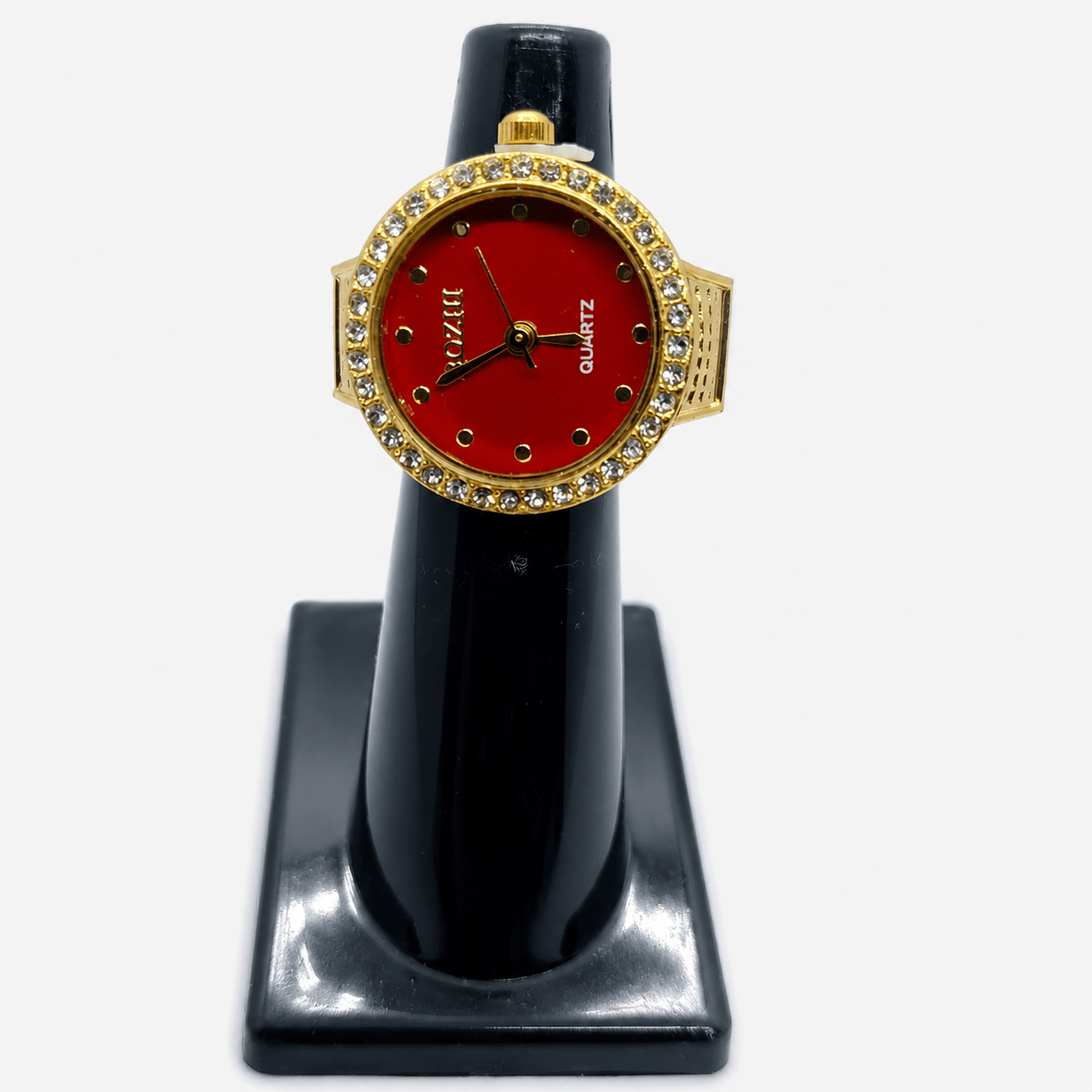 Luxury Red Dial Finger Ring Watch for Women