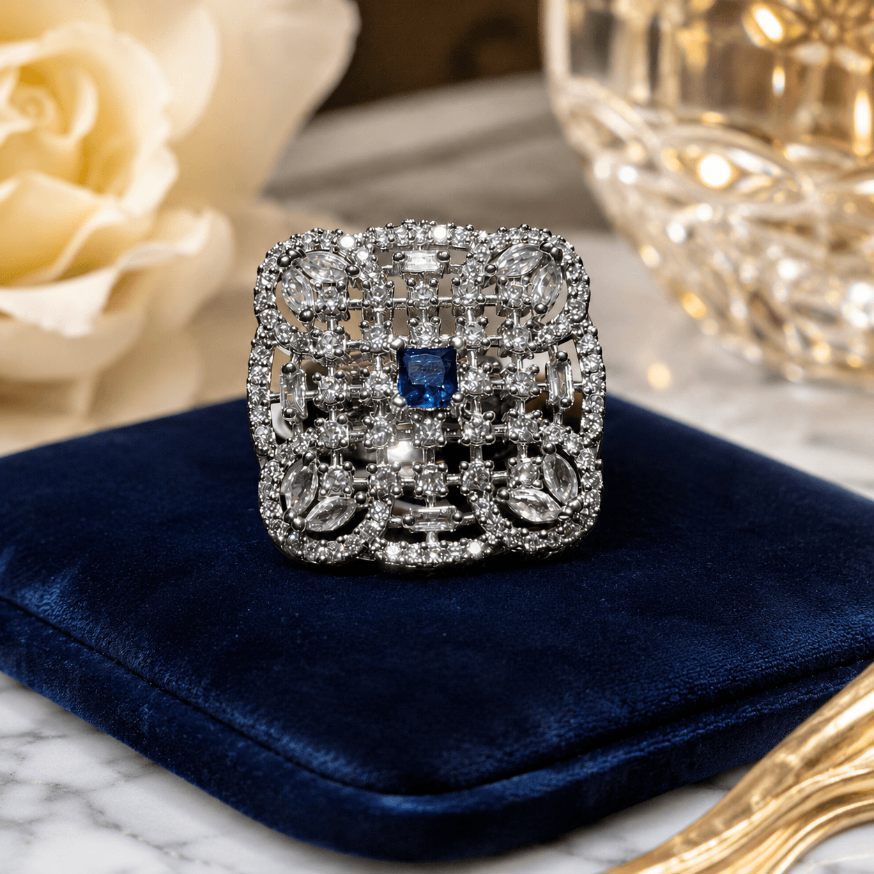 Luxury Sapphire Crystal Statement Ring for Women - Image 2