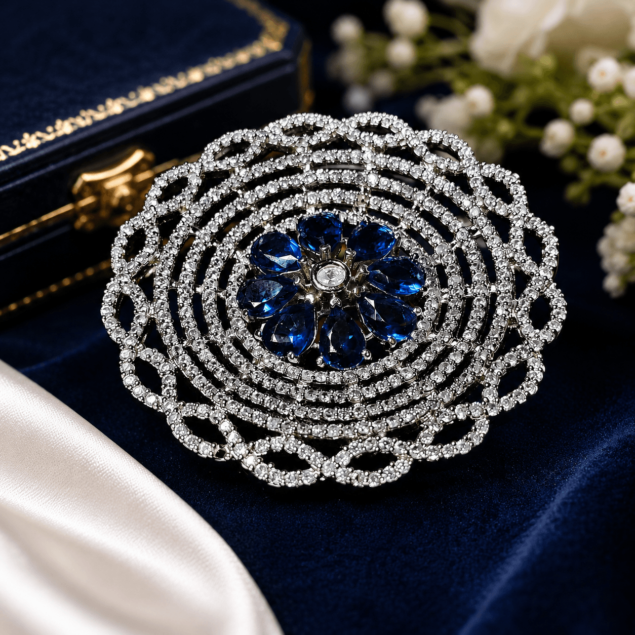 Royal Sapphire Bloom Statement Ring - Image 2